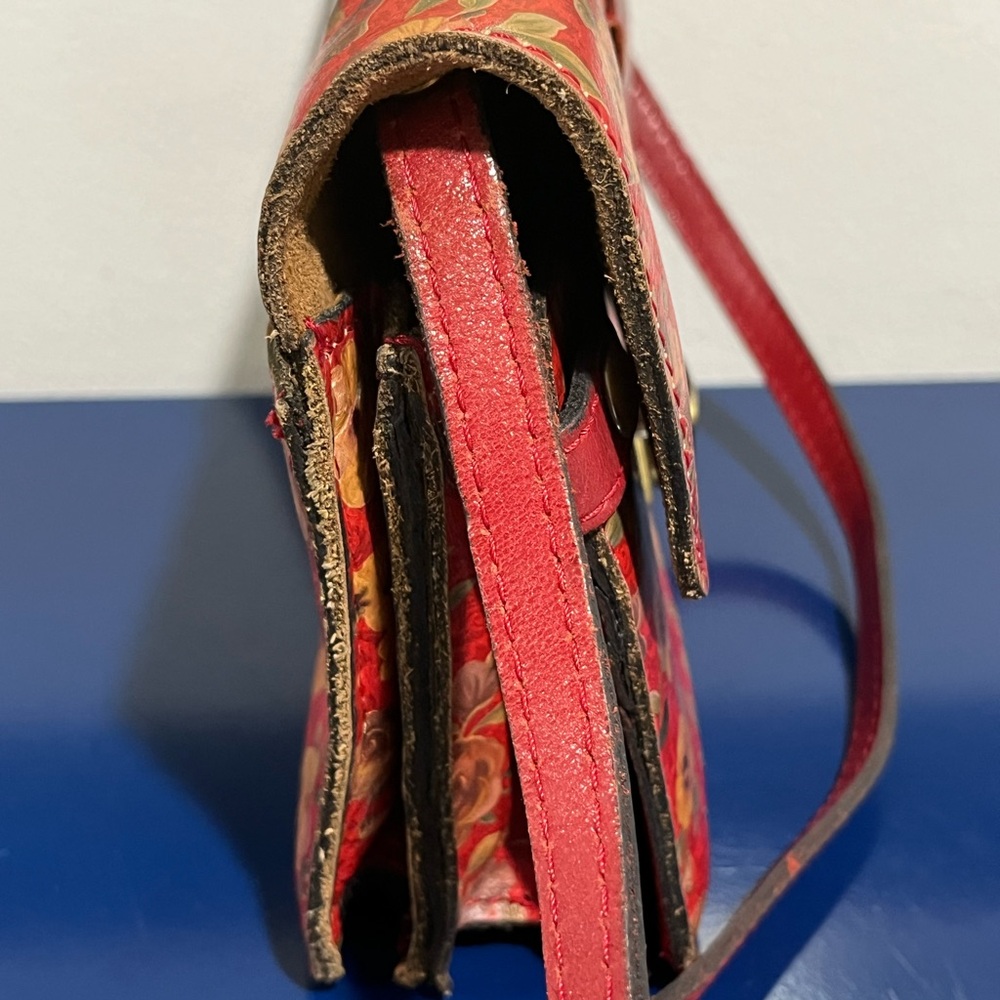 Patricia Nash Red Floral Bellizzi XBody Organizer Leather Purse Bag Rosso Fiore - Picture 3 of 9